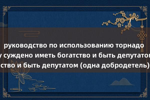 руководство по использованию торнадо Человек, которому суждено иметь богатство и быть депутатом (одна добродетель)